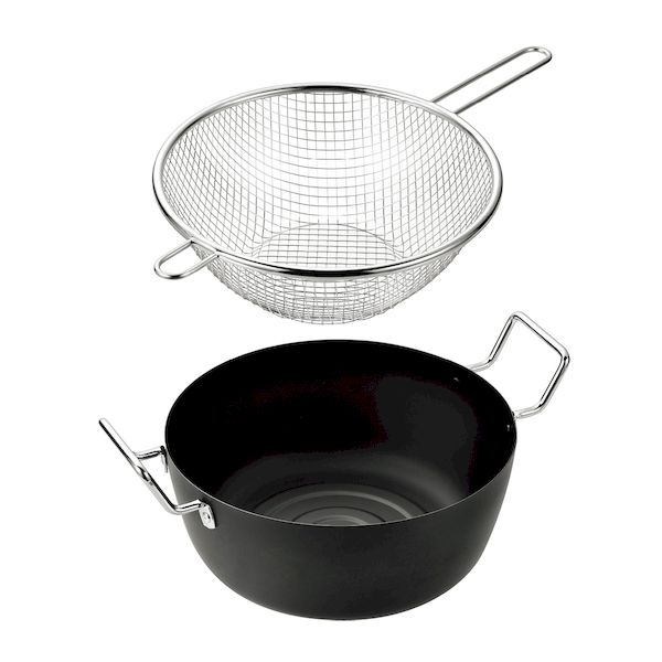 (LINEクーポン有)よこやま EJTF-500 燕熟の技 天ぷら鍋22cm＆手付きフライヤー22cm EJTF500