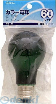 オーム電機 04-6006 クリアカラー球PS60 60W グリーン E26 046006 白熱カラー電球