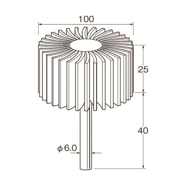 【商品説明】特長●加工物の形状によくなじみます。●回転数を変えることにより柔らかいものから硬いものまで自由に研磨が出来ます。●自生作用で常に新しい砥粒面で研磨が出来ます。用途●金属の表面研磨、サビ落とし、塗装前の研磨、鋳物肌の研磨用。仕様●粒度(#)：100●外径(mm)：100●幅(mm)：25●軸径(mm)：6●軸長(mm)：40●最高使用回転数(rpm)：9000材質/仕上●セット内容/付属品●注意●原産国（名称）●日本JANコード●4580052431107●リューター　電動工具本体質量●138g類似商品はこちらリューター S1931 フラップサンダー2,932円リューター S1932 フラップサンダー2,932円リューター S1934 フラップサンダー2,932円リューター S1933 フラップサンダー2,932円リューター S1943 フラップサンダー3,457円リューター S1942 フラップサンダー3,457円リューター S1951 フラップサンダー4,760円リューター S1953 フラップサンダー4,760円リューター S1954 フラップサンダー4,760円リューター S1952 フラップサンダー4,760円リューター S1956 フラップサンダー2,635円リューター S1958 フラップサンダー2,635円