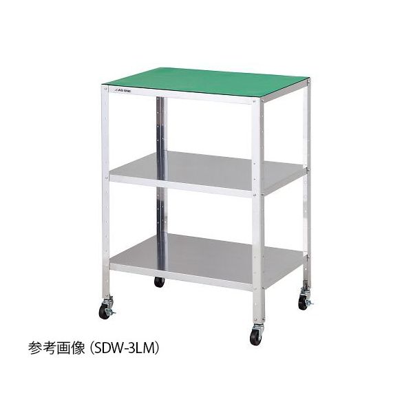 ●通常メーカーの都合により、ご注文後納期確定まで約5日かかります。稀に欠品等で、2週間以上手配状況確認にお時間がかかり、手配できない場合もあります。【商品説明】簡易組立特徴導電キャスター標準装備（対角ストッパー付き）のステンレスワゴンです。組み立て式で中間棚高さを自由に調節できます。仕様サイズ※1（mm）：610×410×818重量（kg）：約9.8本体材質：SUS430有効作業面：597×397mmキャスター：Φ50導電キャスター、対角ストッパー付き導電マット：593×393mm耐荷重：20kg／段棚板取り付けピッチ：51.8mm※1　突起部含む。※作業面に裏面のシールで容易に貼り付けられる導電マット付きです。荷姿サイズ：830×420×115 mm　12 kg　[荷姿サイズについて]類似商品はこちらSDW-2LM 直送 代引不可・他メーカー同梱44,825円SDW-3L 直送 代引不可・他メーカー同梱不48,784円SDW-3RM 直送 代引不可・他メーカー同梱41,217円SDW-2L 直送 代引不可・他メーカー同梱不39,728円SDW-2RM 直送 代引不可・他メーカー同梱38,801円SDW-3R ステンレス製導電ワゴン 組立式 37,662円SDW-2R ステンレス製導電ワゴン 組立式 30,672円アズワン 1-5938-01 サイレント導電ス53,905円NEH-3R 直送 代引不可・他メーカー同梱不64,017円NEH-3L 直送 代引不可・他メーカー同梱不72,148円4589638311918 直送 代引不可・他55,095円トラスコ中山 TRUSCO SDW1800UD132,568円