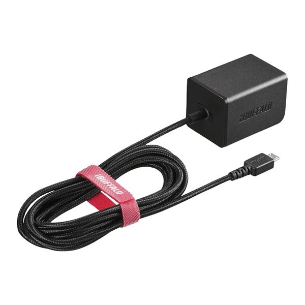 BSMPA2401BC1BK 2．4A USB急速充電器 microUSB急速ケーブル一体型タイプ 1．8m ブラック