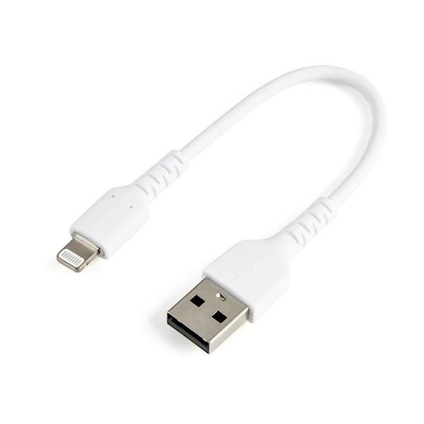 RUSBLTMM15CMW 高耐久Lightning － USB－Aケーブル／15cm／ホワイト／アラミド繊維補強／iPhone 12、iPad対応／Apple MFi認証／アップルライトニング － USB Type－A充電同期ケーブル