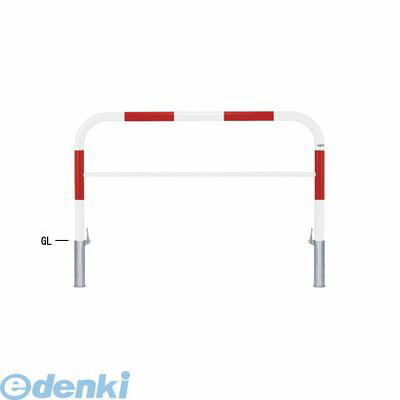 【個人宅配送不可】帝金 Teikin Y82P3-15 R&W 直送 代引不可・他メーカー同梱不可 スチール製バリカー　横型・コノ字型・アーチ型・U字型車止めポール スタンダードタイプ 中桟付・中桟あり　φ60.5xt2.8 W1500 H800 mm 赤白色 Y82P315R&W