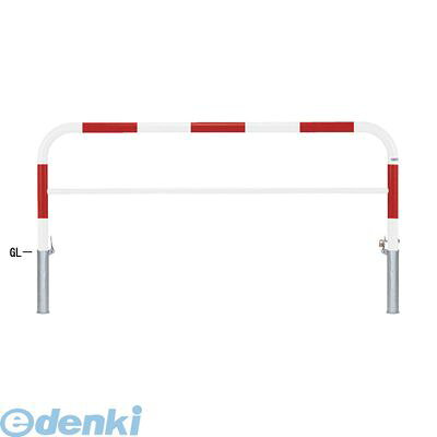 【個人宅配送不可】帝金 Teikin Y82PK3-20 R&W 直送 代引不可・他メーカー同梱不可 スチール製バリカー　横型・コノ字型・アーチ型・U字型車止めポール スタンダードタイプ 中桟付・中桟あり　φ60.5xt2.8 W2000 H800 mm 赤白色 Y82PK320R&W