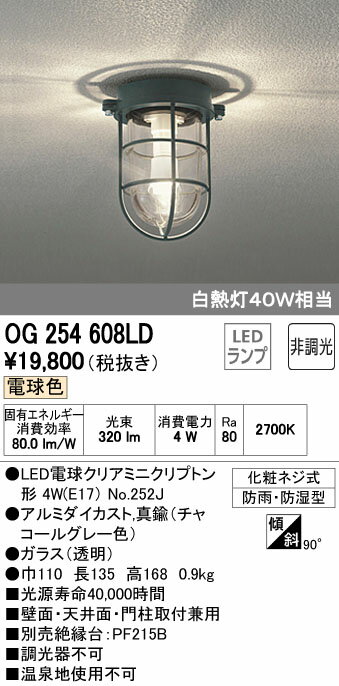 オーデリック ODELIC OG254608LD LEDポーチライト 電球色 おしゃれ 照明器具 白熱灯40W相当LEDブラケットOG254608LD