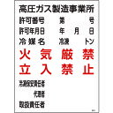 【個数：1個】緑十字 039302 高圧ガス関係標識 高圧ガス製造事業所・火気厳禁・立入禁止 高302 600×450 高302 高圧ガス標識 日本緑十字社 824-8016 39302緑十字