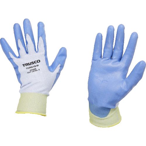 【即納在庫品】「直送」TRUSCO TCRG18-M 耐切創手袋 18G ポリウレタンコーティング Mサイズ TCRG18M
