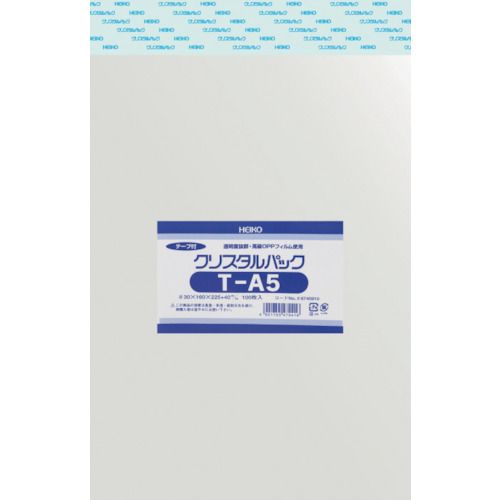 「直送」HEIKO 6740910 OPP袋 テープ付き クリスタルパック T－A5 100枚入り6740910T1622.5 シモジマ ヘイコー SHIMOJIMA 透明袋