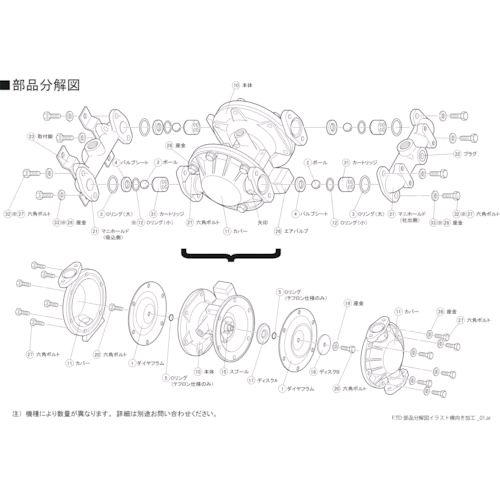 【即納在庫品】「直送」TAIYO TD/20STPKS ダイヤフラムポンプTD−20ST用メンテナンスパーツ パッキンセットTD20STPKS