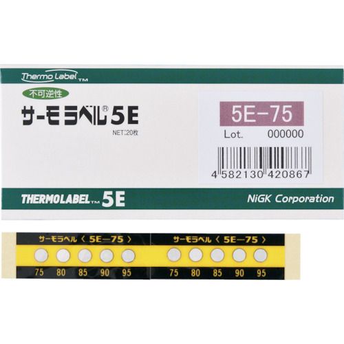 【即納在庫品】「直送」ニチユ 5E-75 サーモラベル5点表示屋外対応型　不可逆性　75度 5E75 308-3365