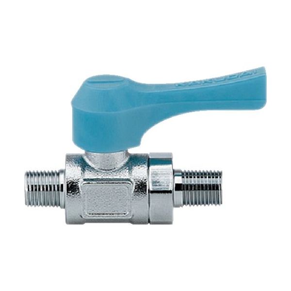 【即納在庫品】「直送」カクダイ 65180110 ミニチュアボールバルブ 呼び径 A R3／8 全長50．4 ブルー ..