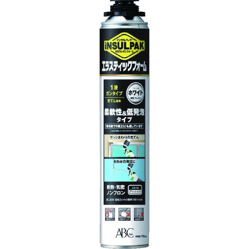 【即納在庫品】「直送」ABC ELASF 簡易型発泡ウレタンフォーム 1液ガンタイプ 弾性ウレタンフォーム インサルパック インサルエラスティックフォーム 750ml フォーム色：ホワイト
