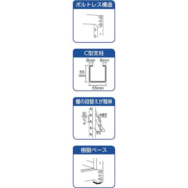 【個人宅配送不可】トラスコ中山 TRUSCO M3-4454BNG 直送 代引不可・他メーカー同梱不可 スチールラック M3型 W1200×D471×H1200 4段 連結 ネオグレー M34454BNG [3]