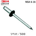【即納在庫品】「直送」ロブテックス LOBSTER NSA 6-16 ブラインドリベット アルミ/スティール 6−16 500本入 NSA616 ブラインドリベット スティール アルミ エビ(4)