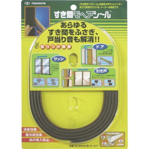 「直送」槌屋 NO6040-LBR すき間モヘヤシール ゴールド 6mm×4mm×2mN NO6040LBR