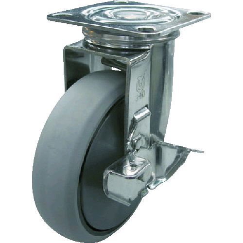 【即納在庫品】「直送」【受注生産品】ユーエイ SUSGUJ130S プレート式 自在 ステンレスキャスター ウレタン 車輪径130mm ストッパー付き Jタイプ SUS−J−S型 取付寸法82×82 75×75 ユーエイキャスター YUEI