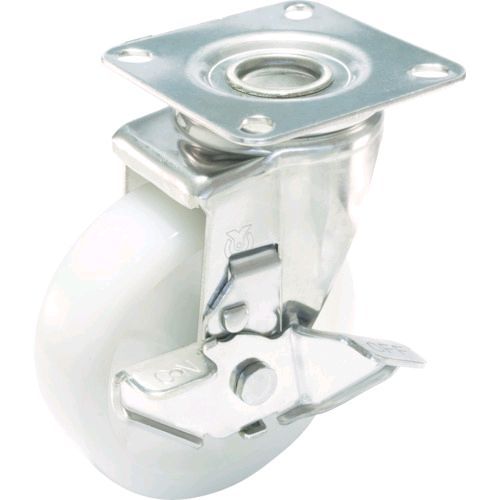 【即納在庫品】「直送」ユーエイキャスター SUS-NJ2-150S プレート式 自在 ステンレスキャスター ナイロン 車輪径150mm ストッパー付き Jタイプ SUS−J2−S型 取付寸法80×80 75×75 SUSNJ2150S