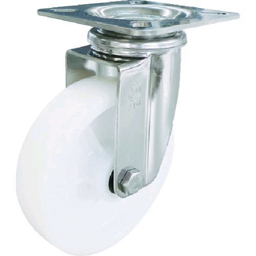 【即納在庫品】「直送」ユーエイ SUSNJ200 プレート式 自在 ステンレスキャスター ナイロン 車輪径200mm Jタイプ SUS−J型 取付寸法115×115 105×105 ユーエイキャスター SUS-J型 YUEI