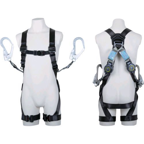 【即納在庫品】「直送」ツヨロン TH-504-2TR93SV-OT-DG-M-2R23-BX 黒影ハーネス ツインランヤード付き TH−504−2TR93SV−OT SRリトラ ロック機構付き 回転式アルミフック ダークグレー Mサイズ TH5042TR93SVOTDGM2R23BX