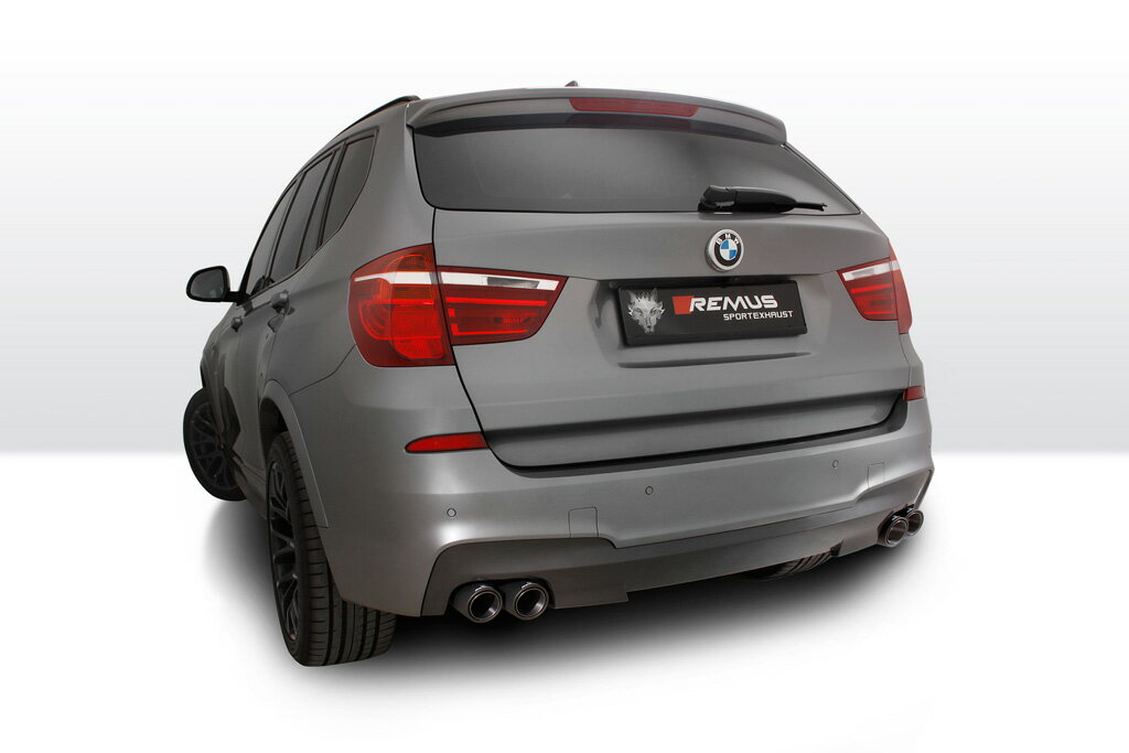 BMW X3 (F25) 型式:DBA-WX20｜レムス マフラー【SportsLabel・83CTSR】Φ84 カーボン アングル W 左右｜フルマフラー