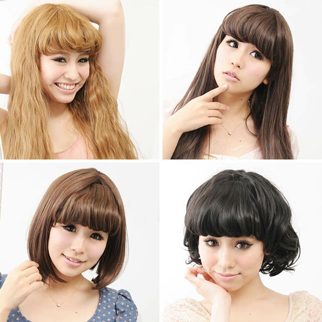 前髪ウィッグ エクステ 部分ウイッグ ポイントウィッグ 耐熱ファイバー ワンタッチ ふんわりカール かつら 全7カラー 3