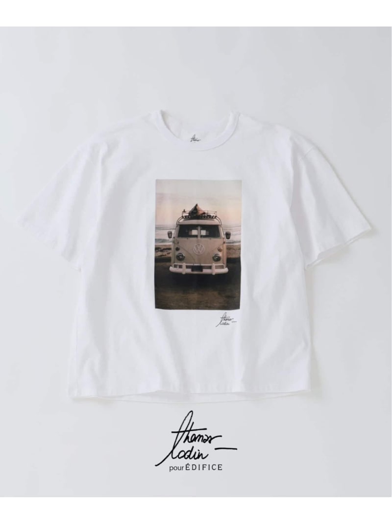 THOMAS LODIN(トーマス ロディン) 別注 フォト プリント Tシャツ EDIFICE エディフィス トップス カットソー・Tシャツ ベージュ オレンジ ブルー ブラック【送料無料】[Rakuten Fashion]