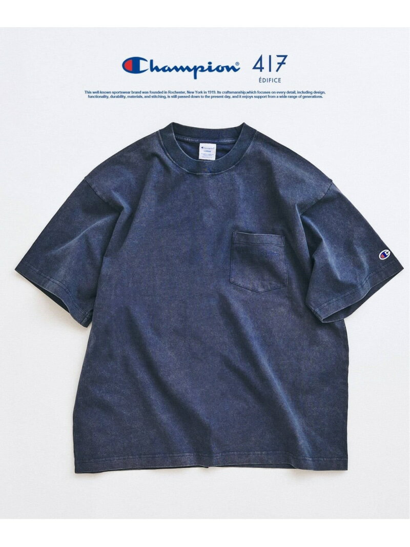 CHAMPION / チャンピオン 417別注 Bleach Wash Pocket Tシャツ 417 EDIFICE フォーワンセブン エディフィス トップス カットソー・Tシャツ グレー グリーン ブラック ネイビー ベージュ ピンク ブルー イエロー【先行予約】*【送料無料】[Rakuten Fashion]