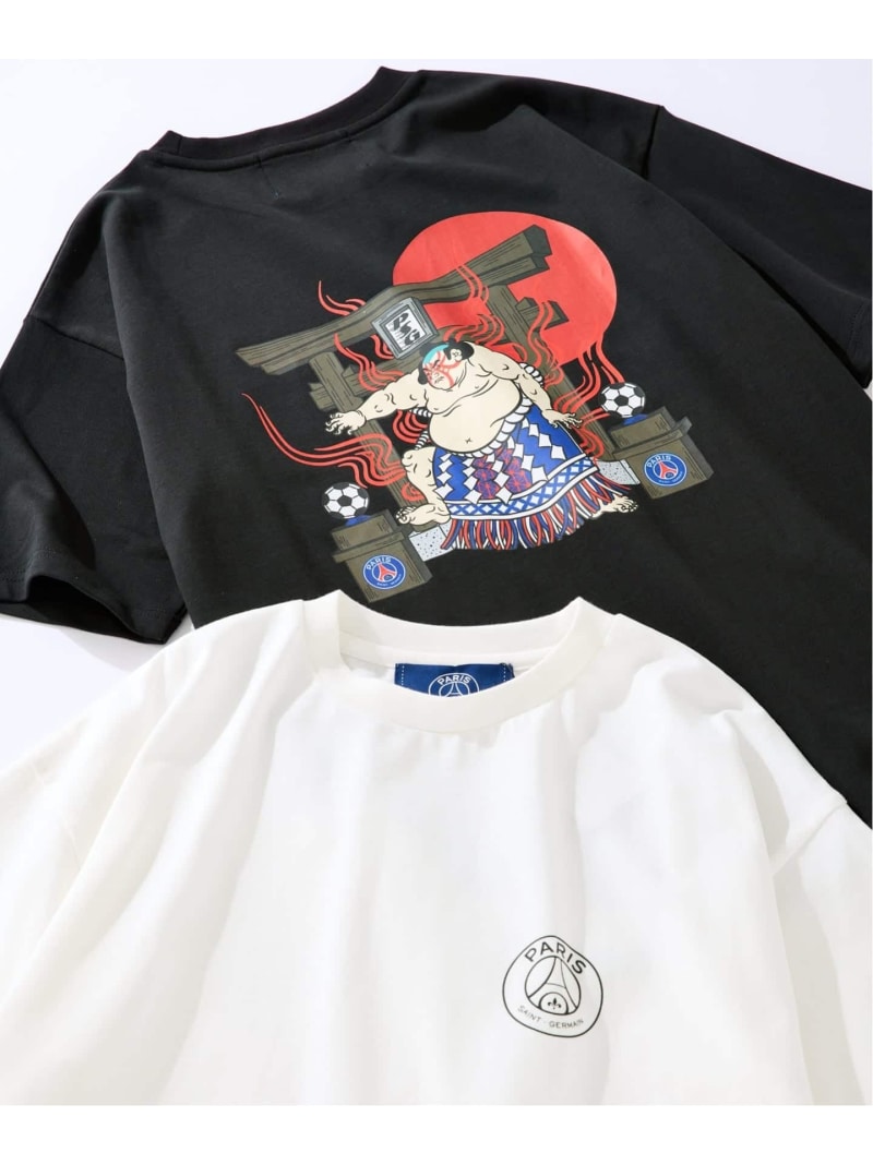  RIKISHI GRAPHIC TEE Paris Saint-Germain エディフィス トップス カットソー・Tシャツ ブラック ホワイト