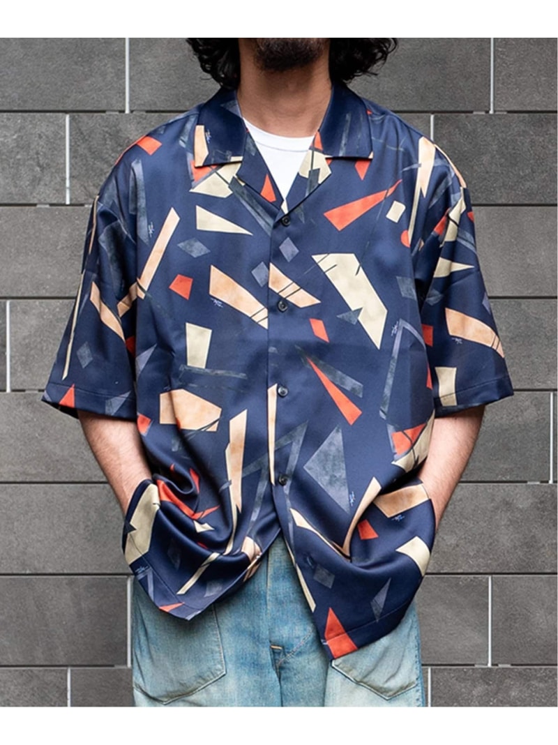 【SALE／30%OFF】Tuba Club(チューバ・クラブ) 別注 パターン オープンカラー シャツ EDIFICE エディフィス トップス シャツ・ブラウス ネイビー ホワイト【RBA_E】【送料無料】[Rakuten Fashion]のサムネイル