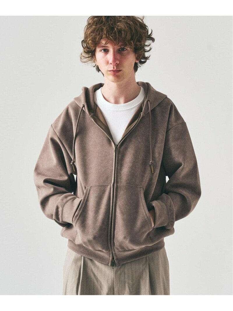 スプレーダンボール ジップパーカー 417 EDIFICE フォーワンセブン エディフィス トップス パーカー・フーディー ベージュ オレンジ ブラック【送料無料】[Rakuten Fashion]