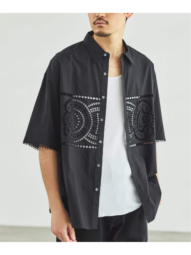 【SALE／30%OFF】India make(インディア メイク) ポプリン フロント エンブロイダリ-シャツ EDIFICE エディフィス トップス シャツ・ブラウス ホワイト ベージュ ブラック【RBA_E】【送料無料】[Rakuten Fashion]のサムネイル