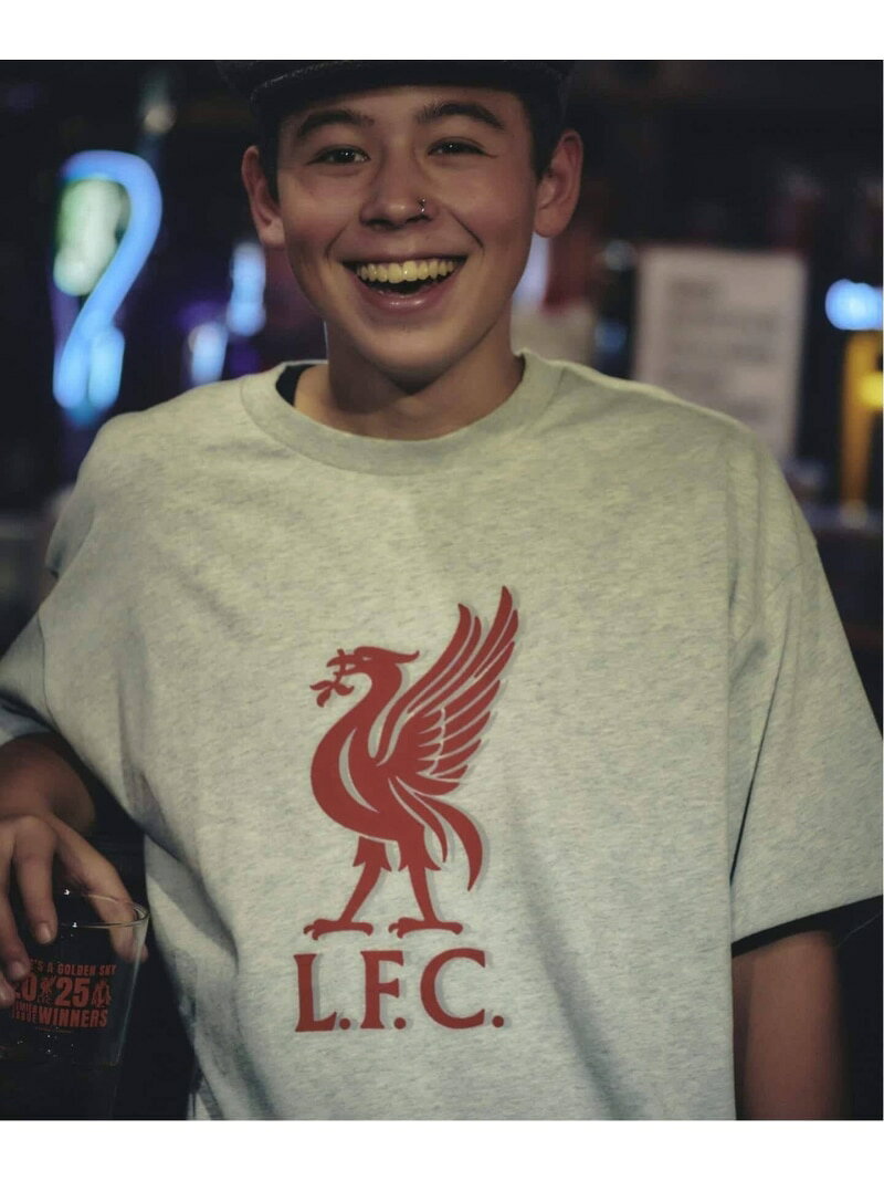 VINTAGE FLOCKING PRINT Tシャツ Liverpool FC フォーワンセブン エディフィス トップス カットソー・Tシャツ グレー ブラック