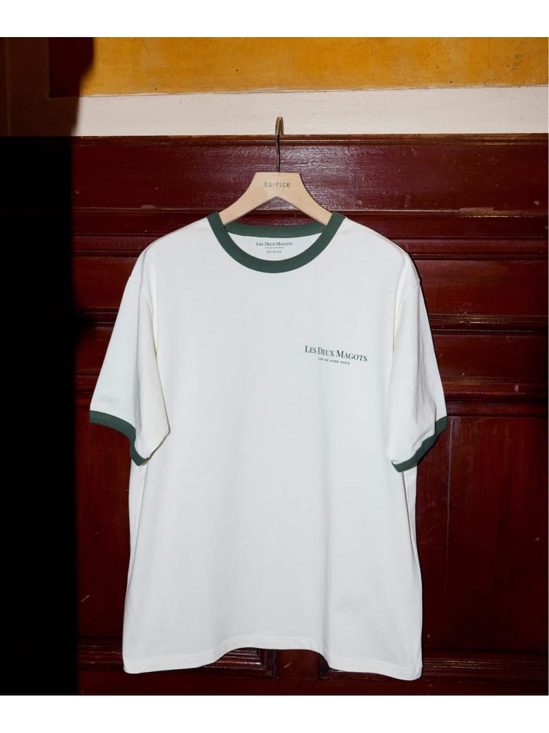 LES DEUX MAGOTS (ドゥマゴ) リンガーTシャツ EDIFICE エディフィス トップス カットソー・Tシャツ グリーン ベージュ
