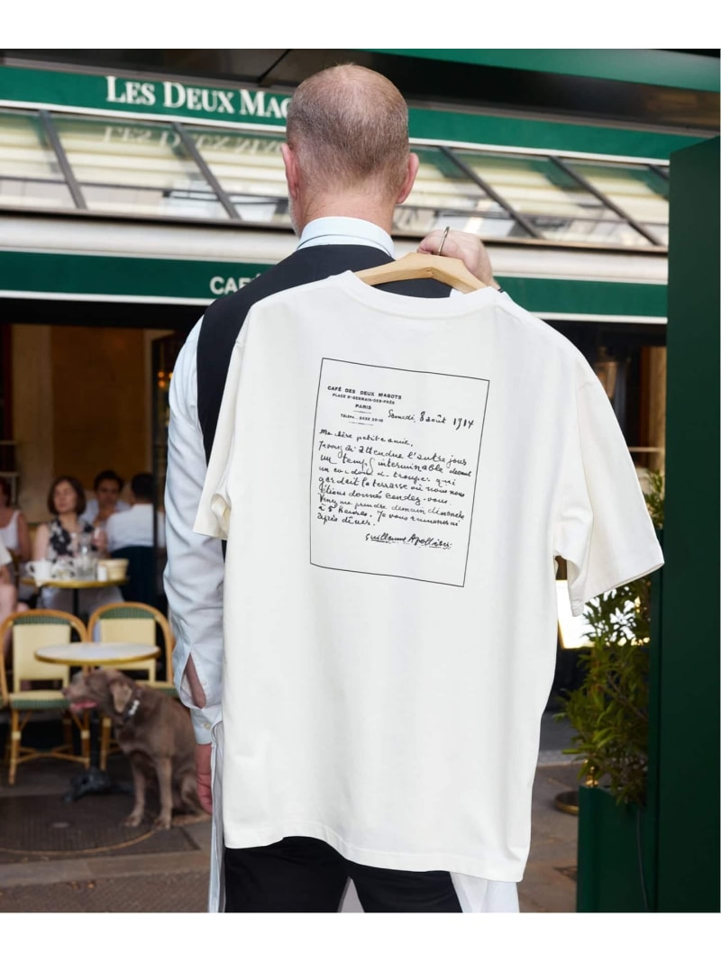 LES DEUX MAGOTS (ドゥマゴ) レタリング Tシャツ EDIFICE エディフィス トップス カットソー・Tシャツ ベージュ グリーン