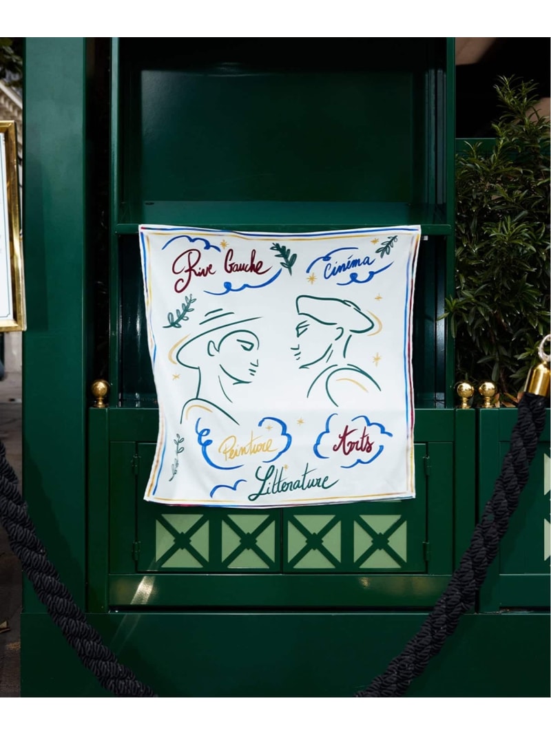 LES DEUX MAGOTS (ドゥマゴ) アートスカーフ EDIFICE エディフィス ファッション雑貨 マフラー・ストール・ネックウォーマー ホワイト