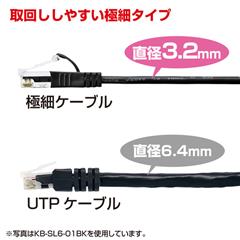 サンワサプライ カテゴリ6準拠極細LANケーブル(10m) ライトグレー KB-SL6-10 [KBSL610]