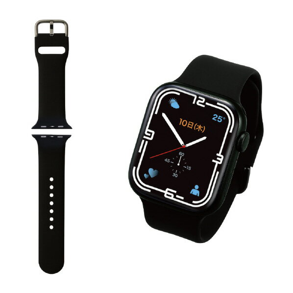 エレコム Apple Watch用シリコンバンド(45/44/42mm) ブラック AW-45BDSCBK [AW45BDSCBK]