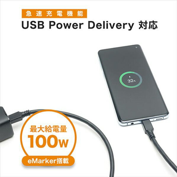 ホ−リック USB Type C ケーブル 2m USB4．0 UC20-765BB [UC20765BB]【MYMP】 3