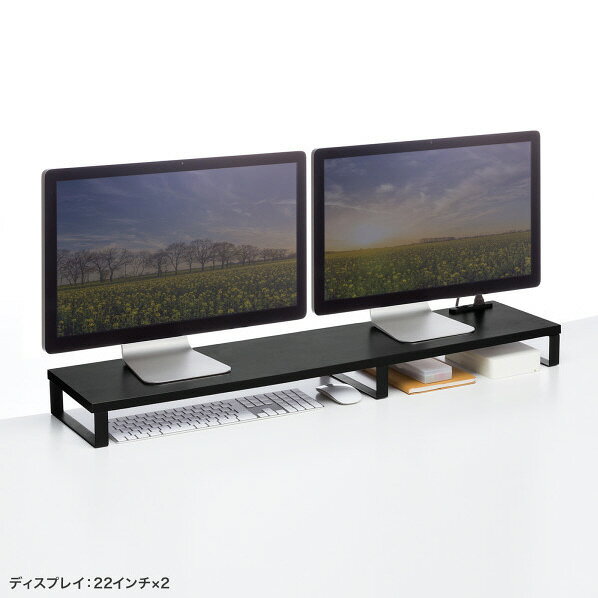 サンワサプライ コンセント付きモニター台(W1000) ブラック MR-LC213BK [MRLC213BK]