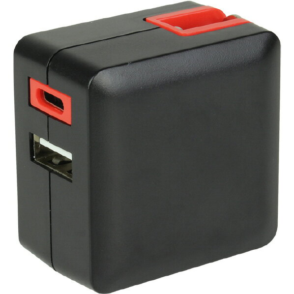 イツワ商事 PD20W対応 TYPE-C1ポート/USB1ポート AC充電器 コンパクトタイプ ブラックレッド MCAC2101BR [MCAC2101BR]【MPOG】