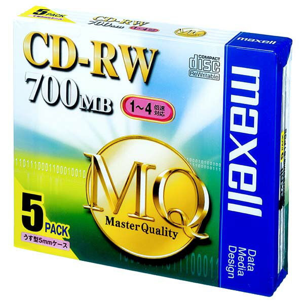 マクセル データ用CD-RW 700MB 1-4倍速 MQシリーズ 5枚入り CDRW80MQS1P5 