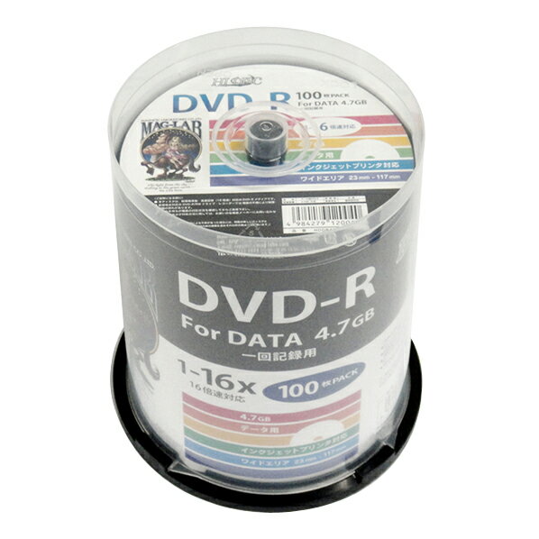 磁気研究所 データ用DVD-R 4.7GB 1-16倍速対応 インクジェットプリンタ対応 100枚入り HDDR47JNP100 [HDDR47JNP100]