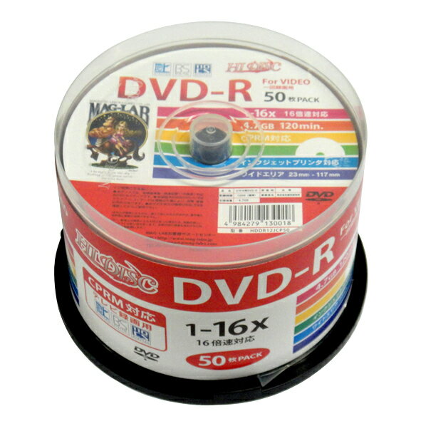 磁気研究所 録画用DVD-R 1-16倍速 CPRM対応 インクジェットプリンタ対応 50枚入り HDDR12JCP50 HDDR12JCP50