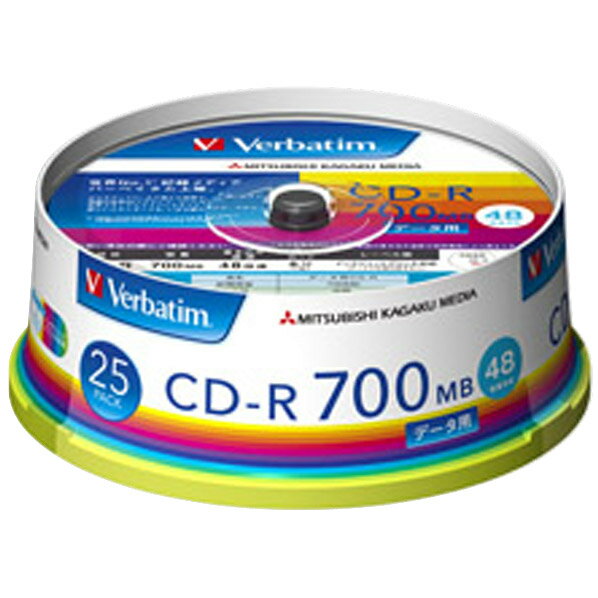 Verbatim データ用CD-R 700MB 48倍速 インクジェットプリンタ対応 スピンドルケース 25枚入り SR80FP25V1 [SR80FP25V1]