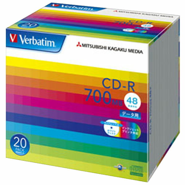 Verbatim データ用CD-R 700MB 48倍速 インクジェットプリンタ対応 20枚入り SR80SP20V1 [SR80SP20V1]【MYMP】