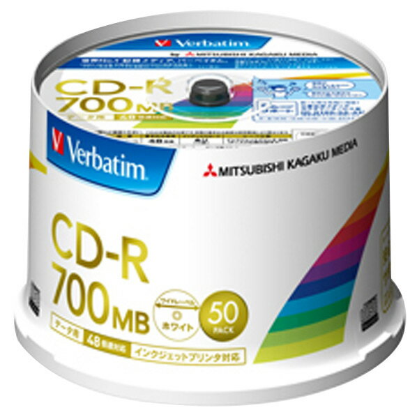 Verbatim データ用CD-R 700MB 48倍速対応 インクジェットプリンタ対応 50枚入り SR80FP50V2 [SR80FP50V2]