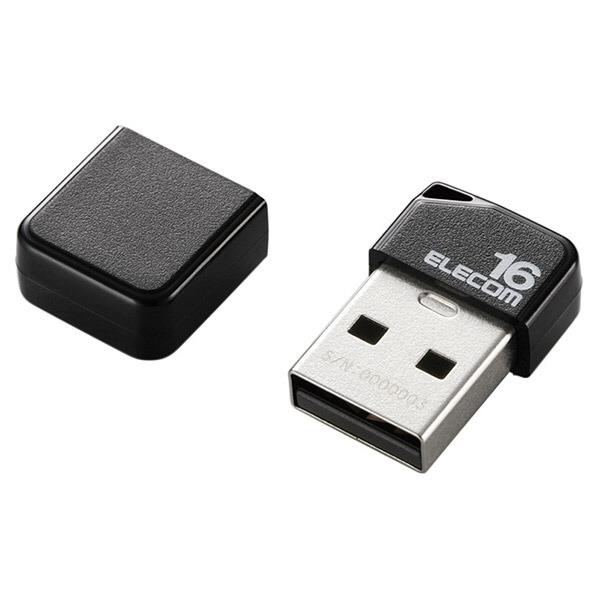 エレコム 小型USB2．0メモリ 16GB ブラック MF-SU2B16GBK  