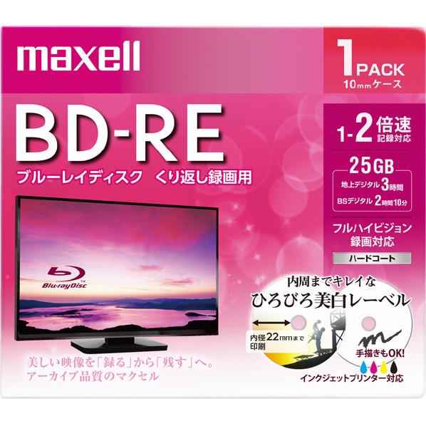 マクセル 録画用25GB 1-2倍速対応 BD-RE書換え型 ブルーレイディスク 1枚入り BEV25WPE.1J [BEV25WPE1J]【KK9N0D18P】