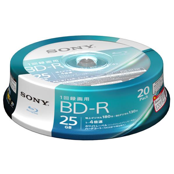 SONY 録画用25GB 1層 1-4倍速対応 BD-R追記型 ブルーレイディスク 20枚入り 20BNR1VJPP4 [20BNR1VJPP4]