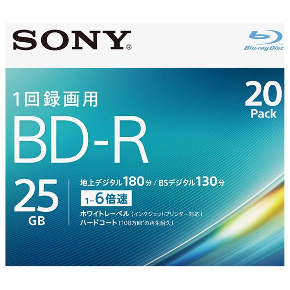 SONY 録画用25GB 1層 1-6倍速対応 BD-R追記型 ブルーレイディスク 20枚入り 20BNR1VJPS6 [20BNR1VJPS6]【KK9N0D18P】